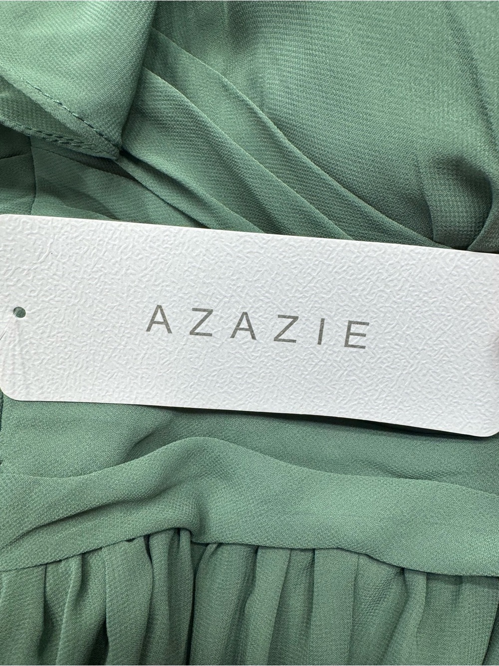 NWT Azazie Sage Green V-Neck Flutter Sleeve Maxi Dress bridesmaid formal gown A8 - Picture 7 of 14